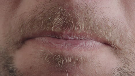 close up man mouth open lips showing tongue beard facial hair