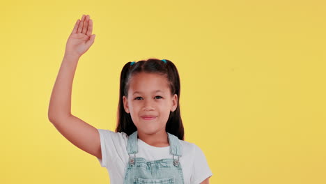 girl with hand raised