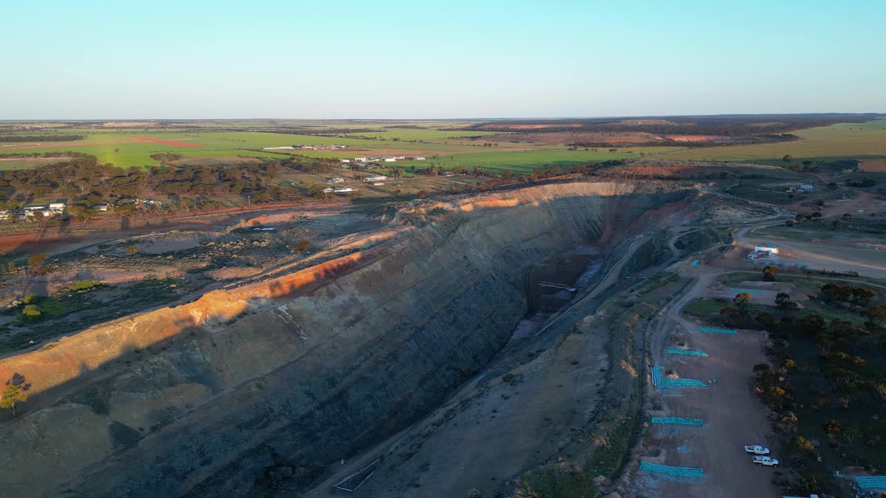 Gold mine open pit in rural agricultural and mining area of Western Australia