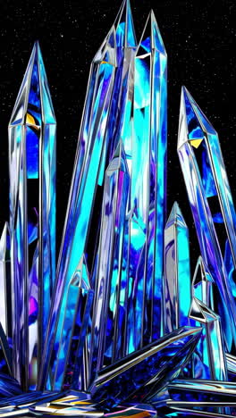 vibrant crystal formations in a starry sky