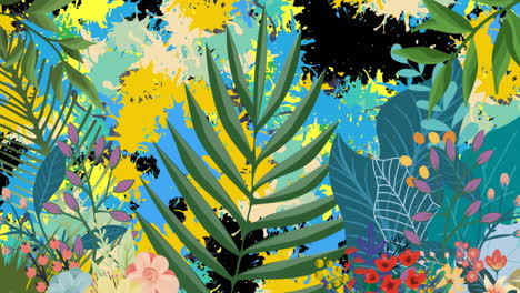 animaciones de plantas sobre manchas de colores