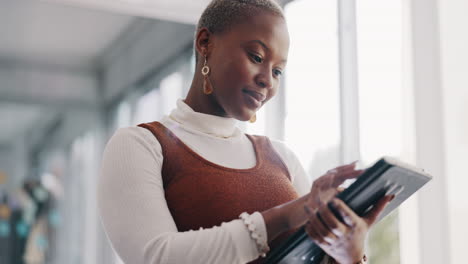 search, tablet and communication with business