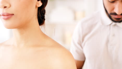 spa, wellness and acupuncture with shoulder