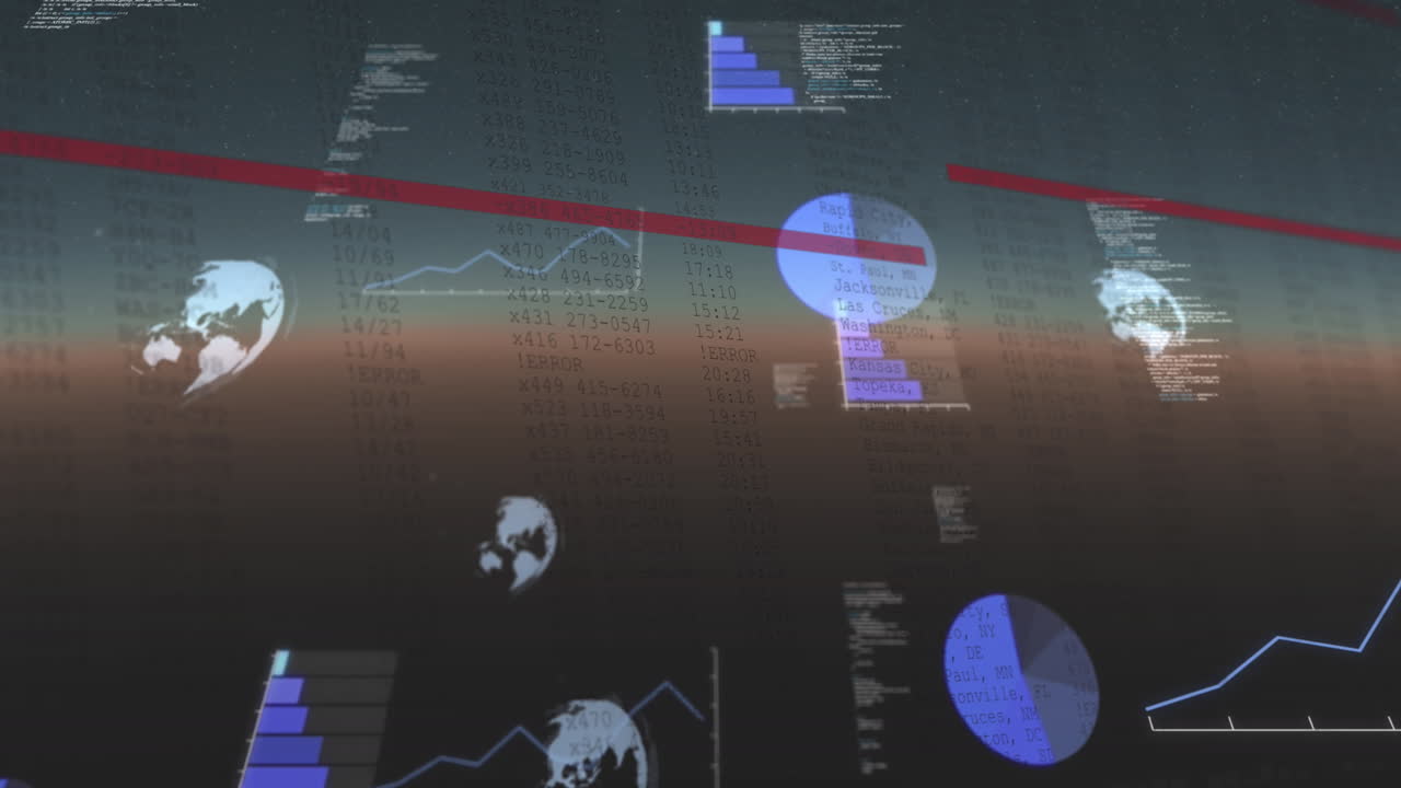 화면 위에 떨어지는 수학적 방정식의 애니메이션입니다.