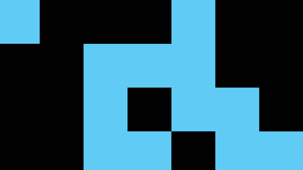 Dynamic Pixelated Shapes Animating on a Light Blue Background