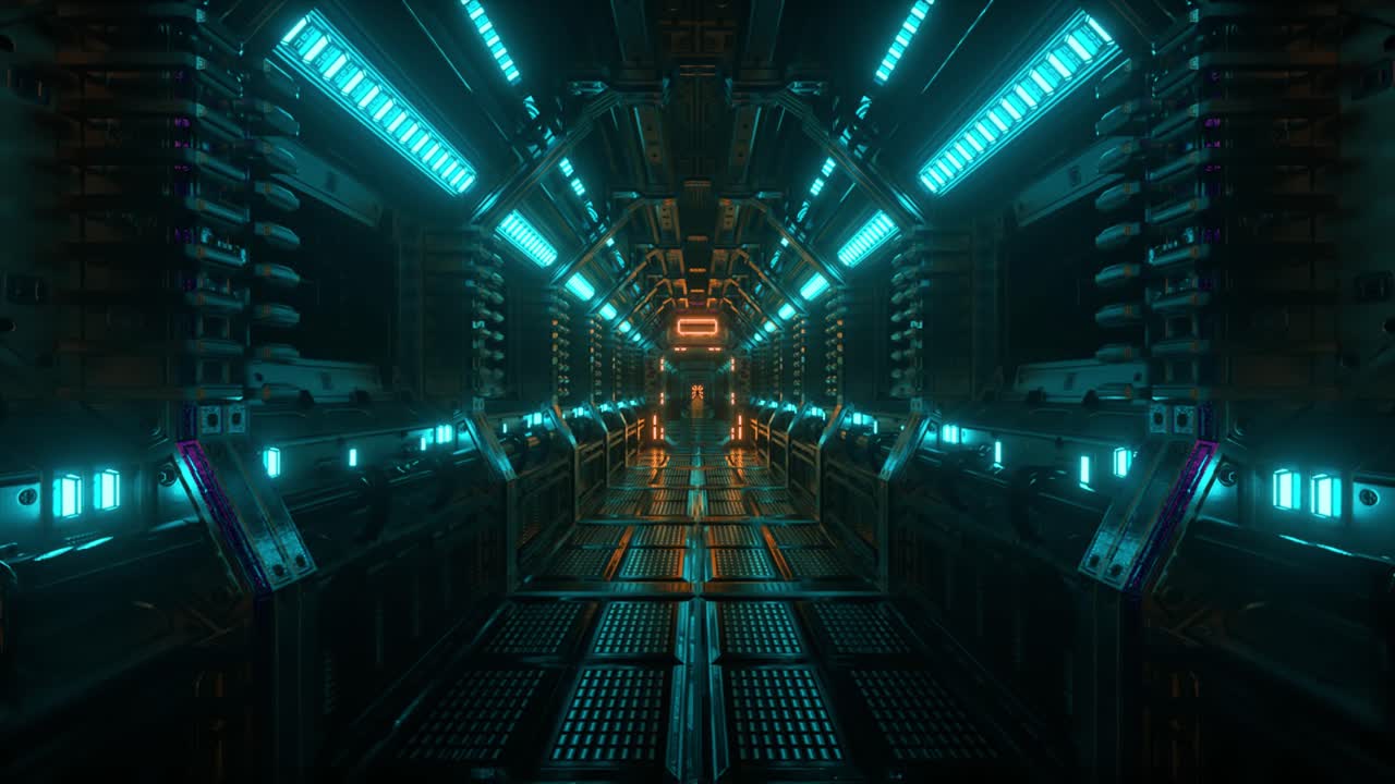 Futuristic Sci-Fi Corridor with Neon Lighting