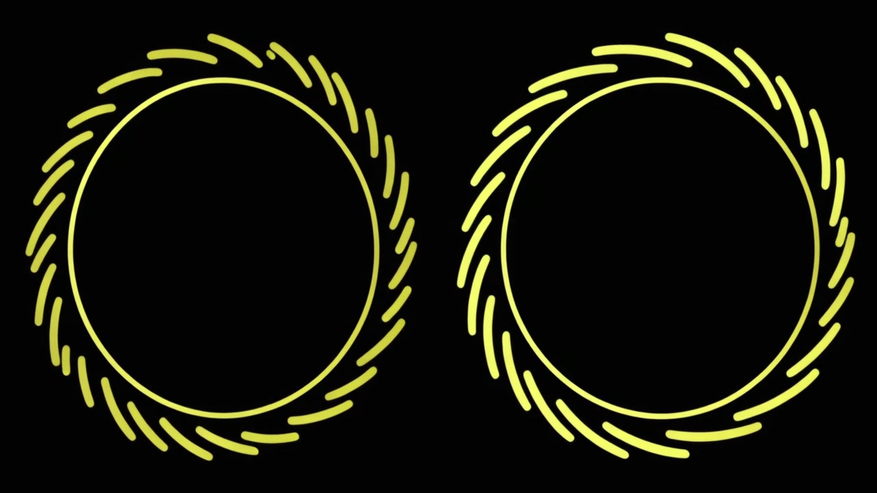 Abstracte animatie van twee gele cirkelvormige kaders die zich vullen met groen