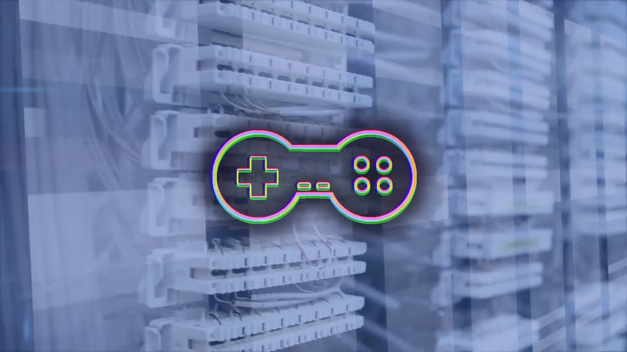 비디오 게임 패드의 애니메이션과 스크린을 통해 데이터 처리