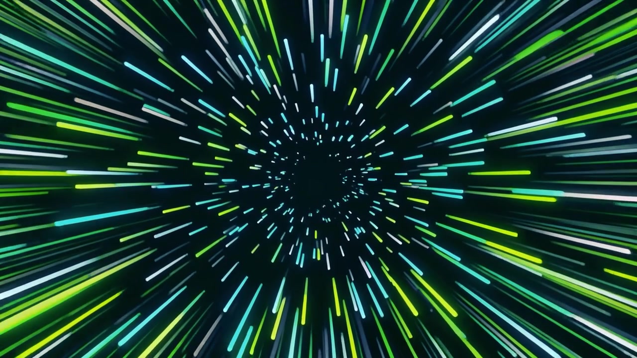 Abstract Motion Background with Glowing Green and Blue Light Streaks