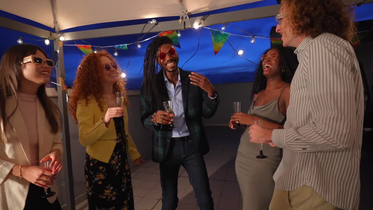 Party celebration with diverse group of people