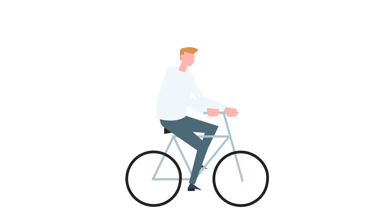 Flat cartoon colorful man character animation. Male ride bike cycle situation