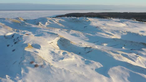 aerial view of dunes in winter