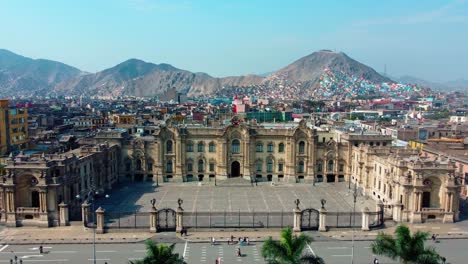 Peru-government-president-Dina-Boluarte-office-in-Lima,-elections-in-South-America-democracy-city-skyline-background