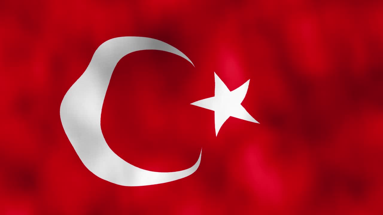 National Turkey red flag waving cgi animation waves
