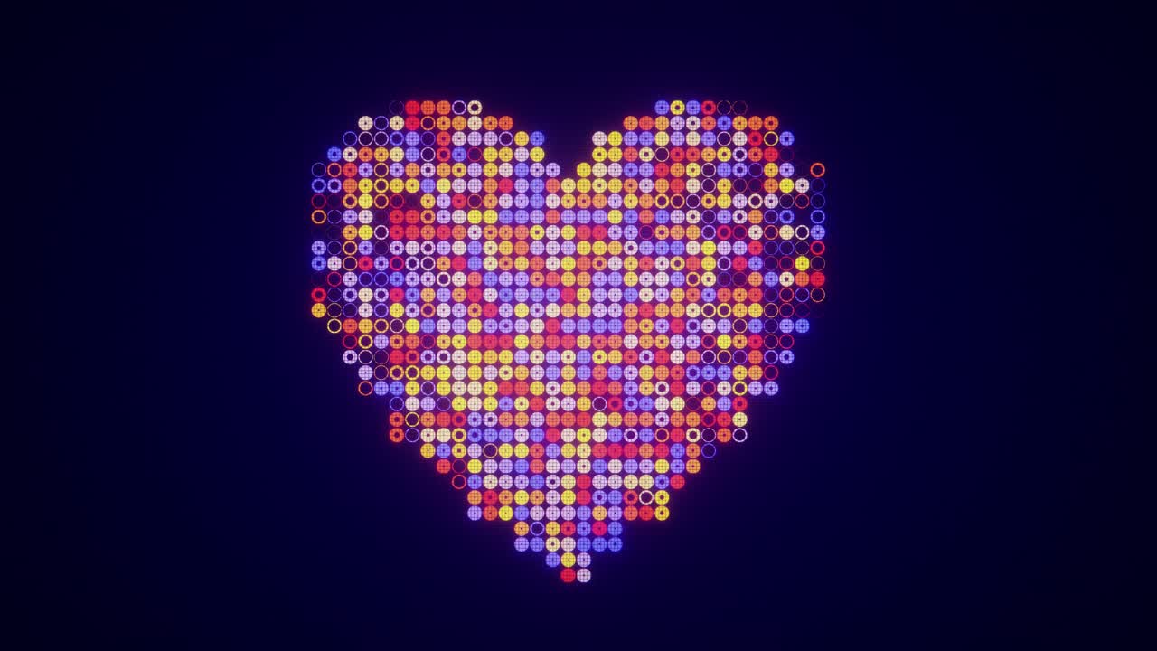 Animated Digital Heart Made of Pulsating Colorful Circles