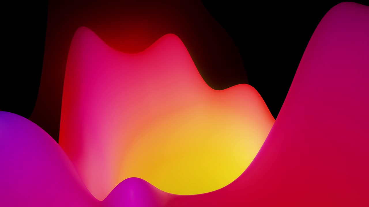 4k seamless loop with abstract fluid red purple gradients, inner glow wavy surface. Beautiful color gradients as abstract liquid background, smooth animation. 3d in flat pleasant modern style 3