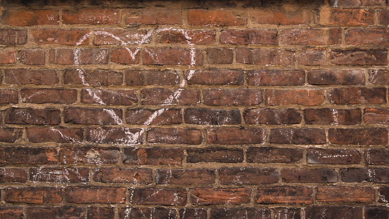 벽돌 벽에 분필로 그린 하트 - 핸드헬드