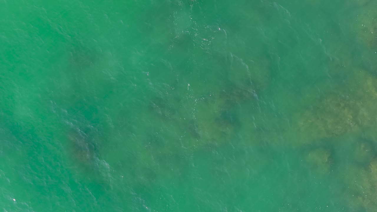 Lifeguard paddling on red paddleboard in clear green water