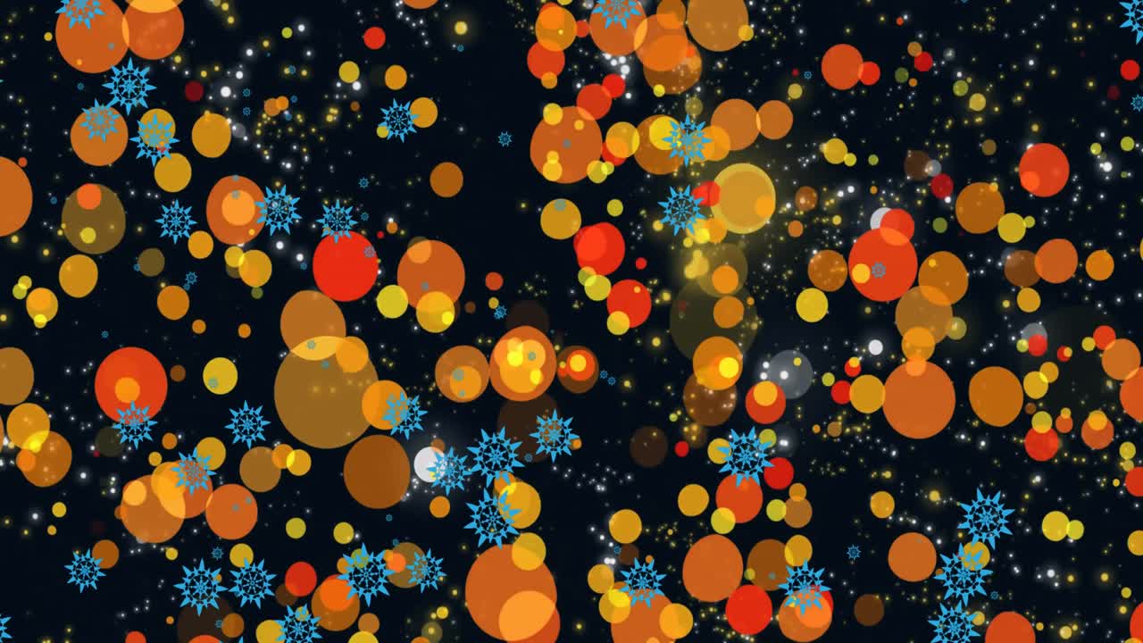 검은 바탕에 있는 밝은 반점 위에 있는 눈송이의 애니메이션