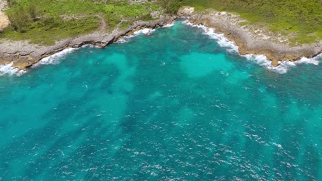 beautiful aerial view of tropical turquoise water in st. ann's ochos rios