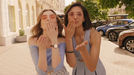 two friends having fun outdoors