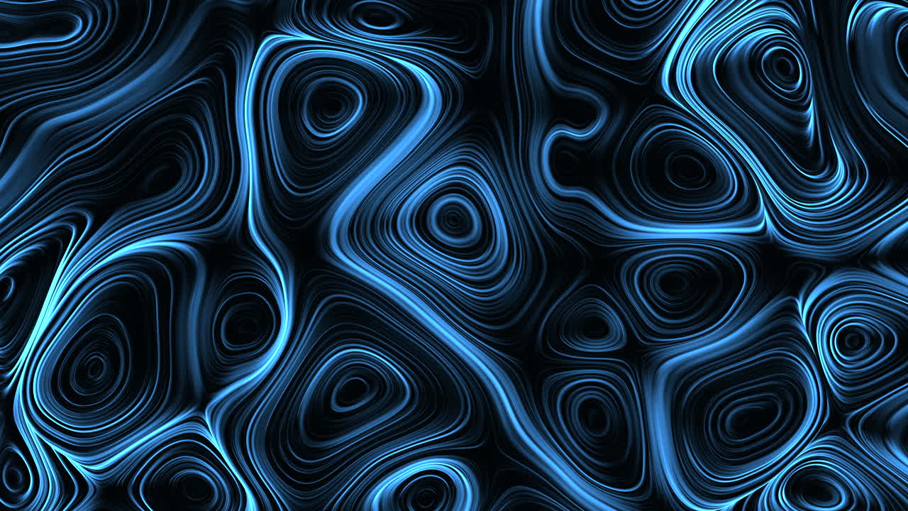 Flowing blue waves and vortex circles in black gradient