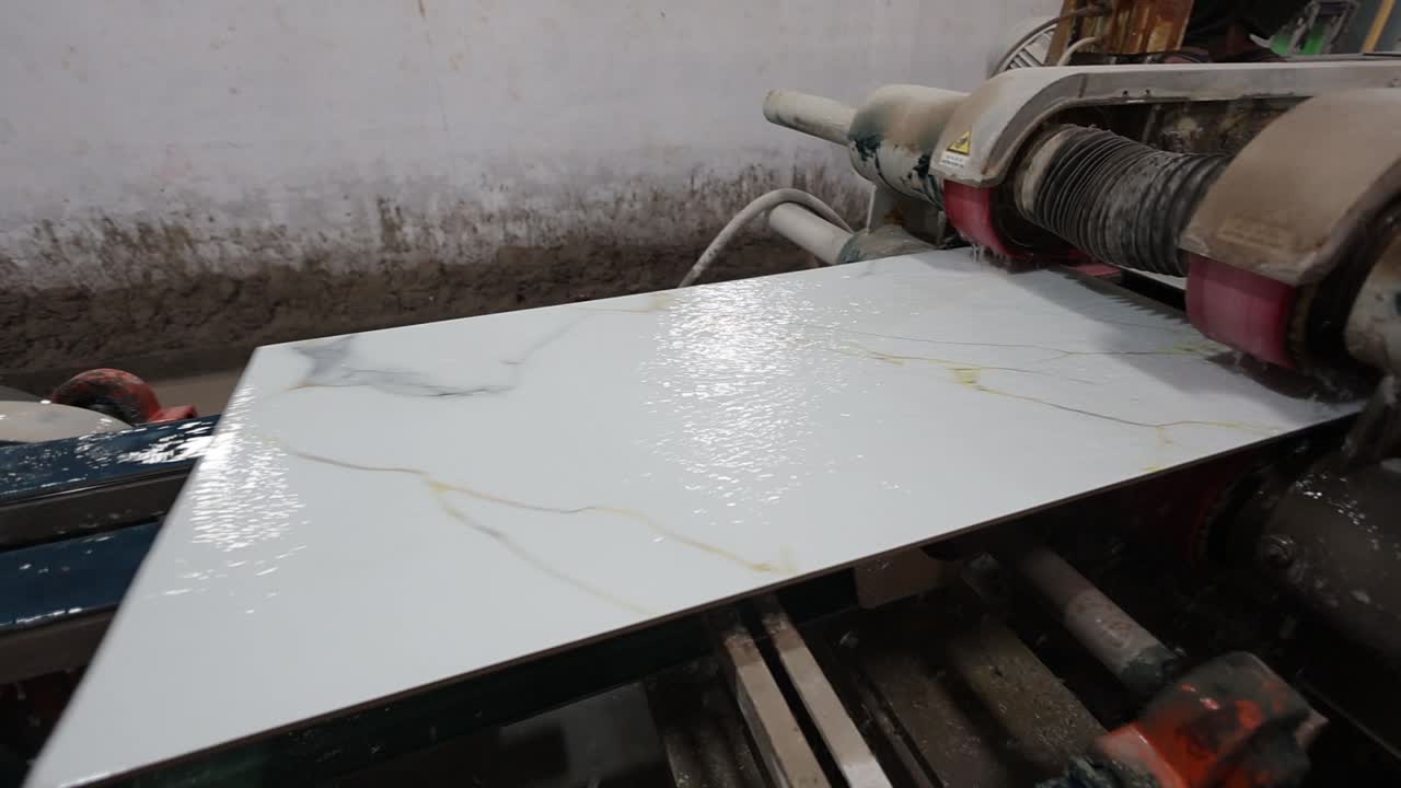 ceramic tiles washing department at production of tiles factory