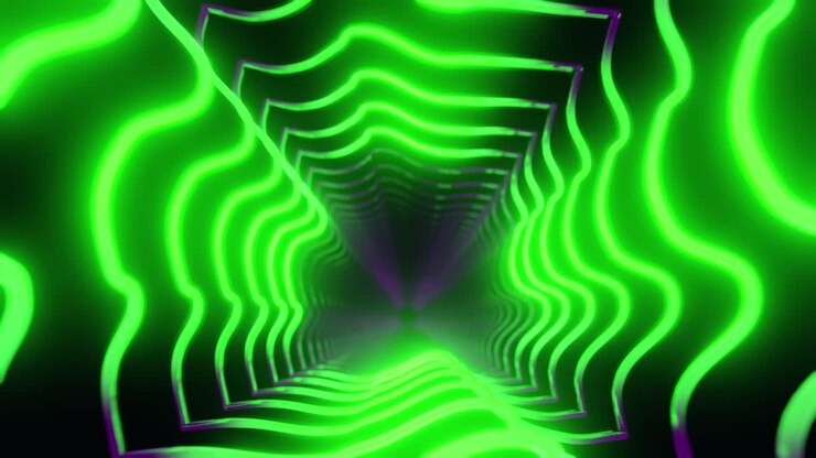 Colorful animation loop with glowing lights background 3D