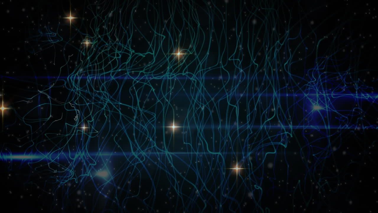Animation of stars over blue lines moving
