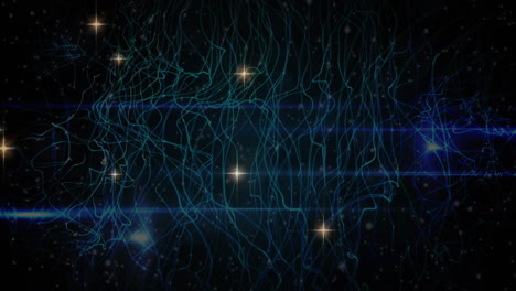animación de estrellas sobre líneas azules en movimiento