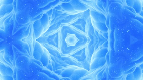 animación en bucle liso de 3d abstracto forma mate suave como flor o mandala, estructura simétrica de material de terciopelo púrpura azul intercalado con pañuelos, cambia de forma suavemente cíclica. gradiente
