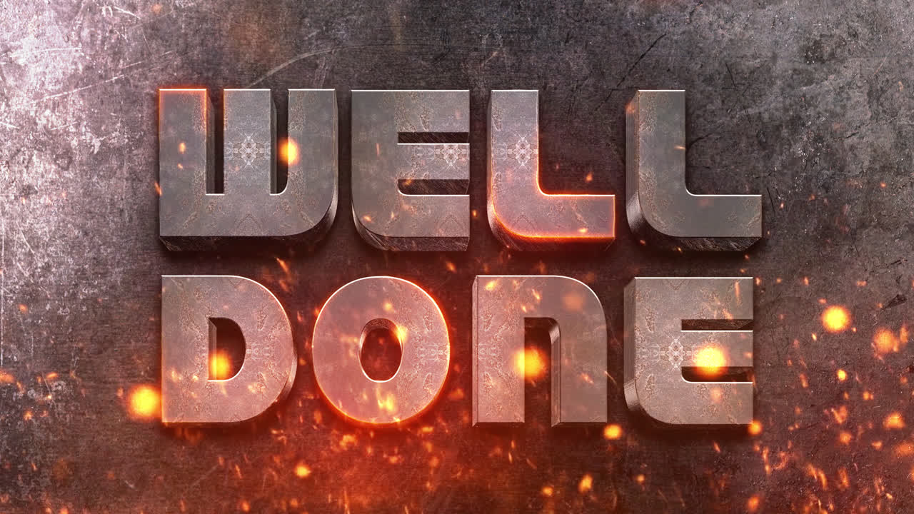 Well Done Text Graphic Design with Fire Effects