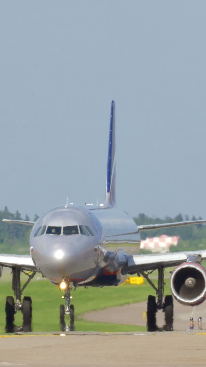 An airplane getting ready for takeoff