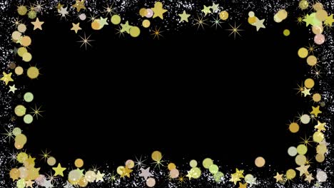 christmas frame with animated christmas balls and stars, seamless loop, use screen layer mode for alpha