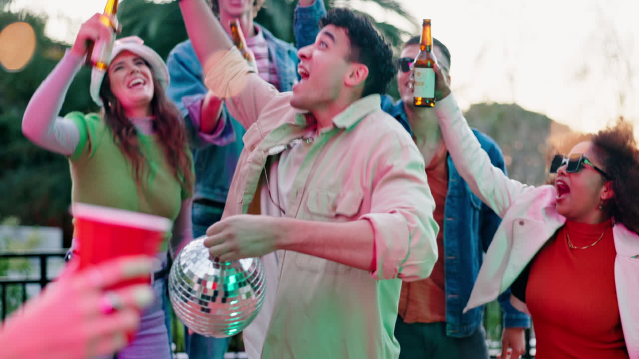 A group of friends celebrating at an outdoor party