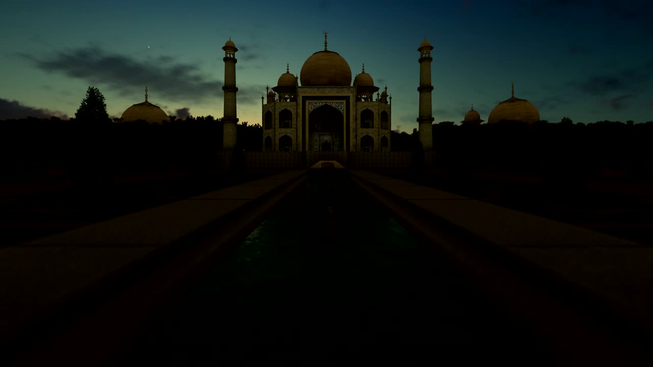 taj mahal timelapse de la noche al día, 4k