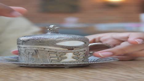 closeup of a traditional turkish coffee cup