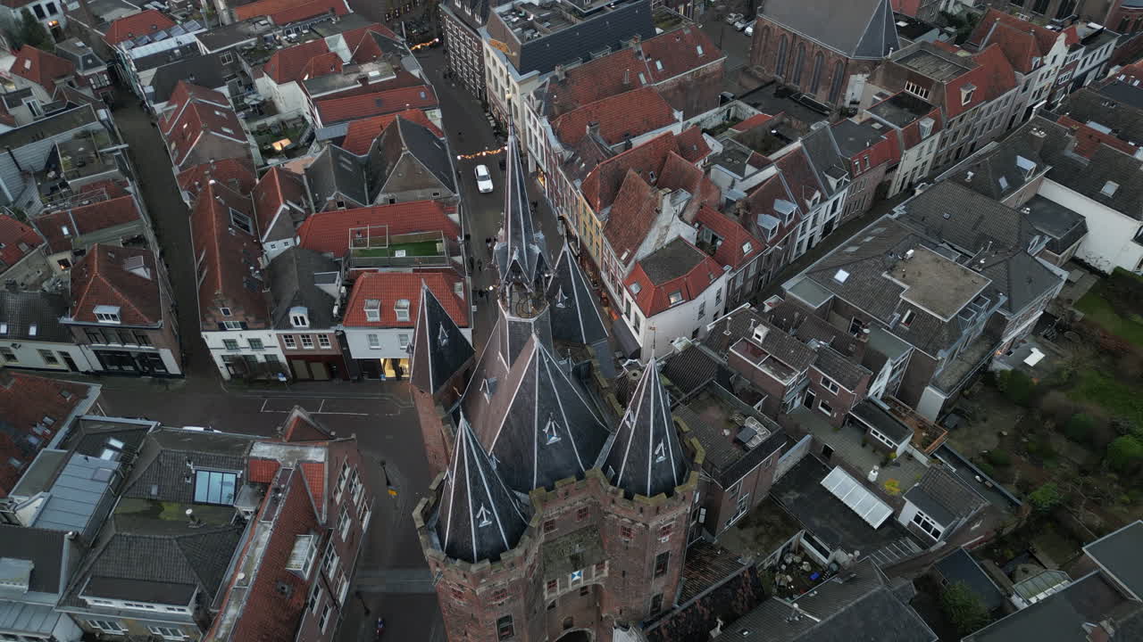 Zwolle, Overijssel sunset drone view, the Netherlands