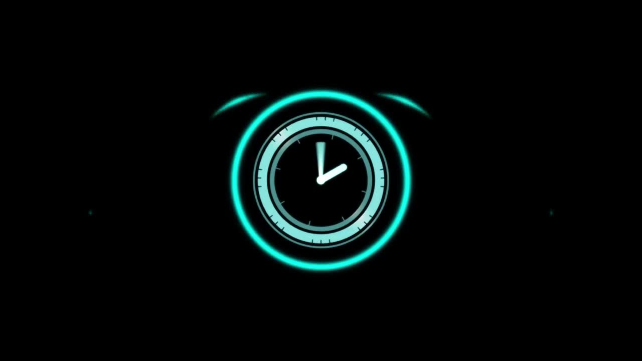 Animation of clock over black background