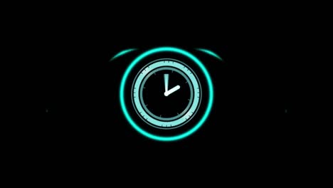 Animation-of-clock-over-black-background