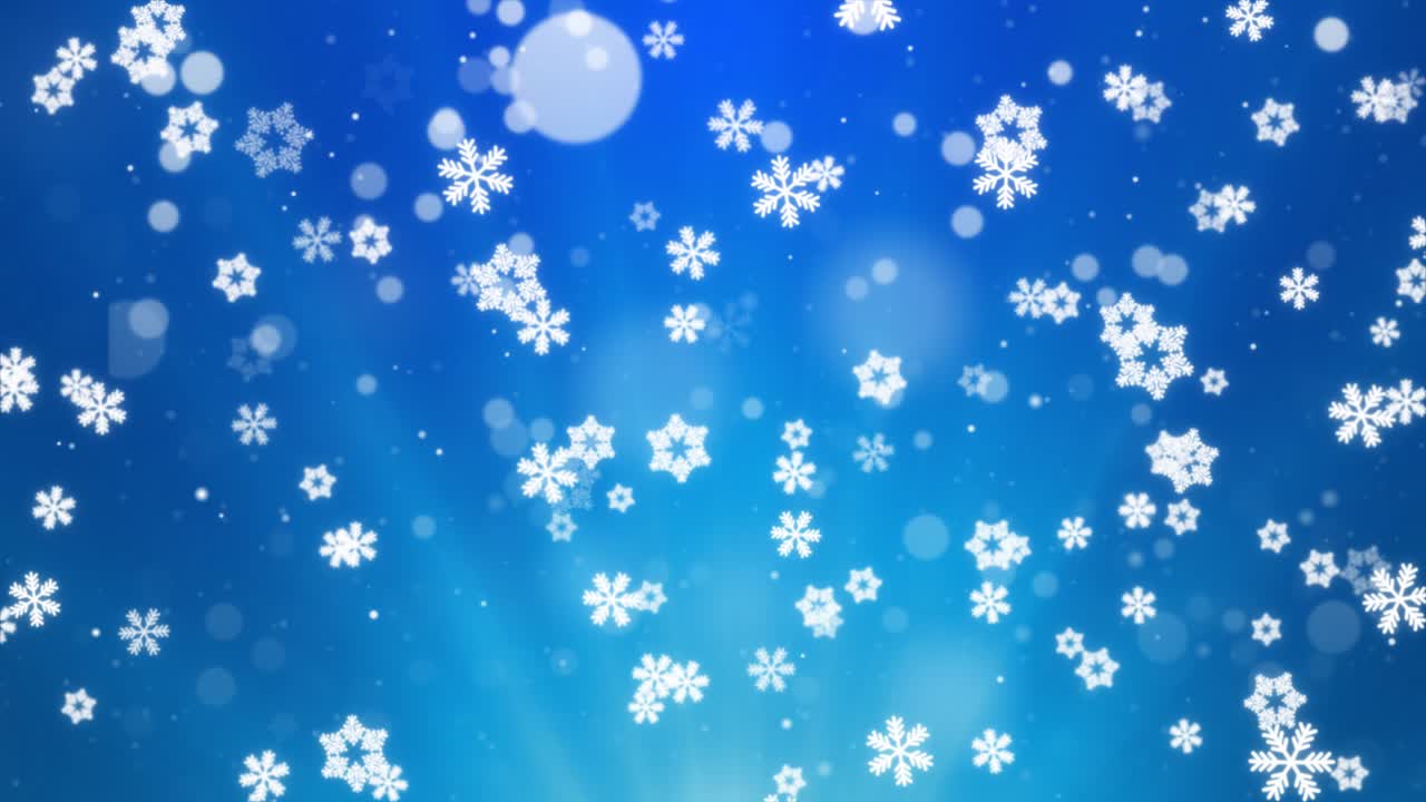 파란색 배경에 떨어지는 눈송이