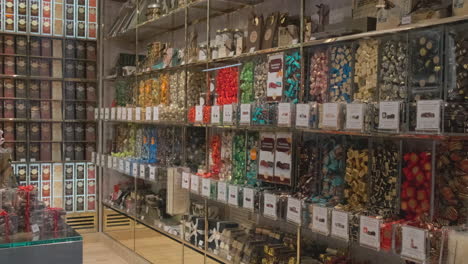 luxury chocolate shop with colorful candies