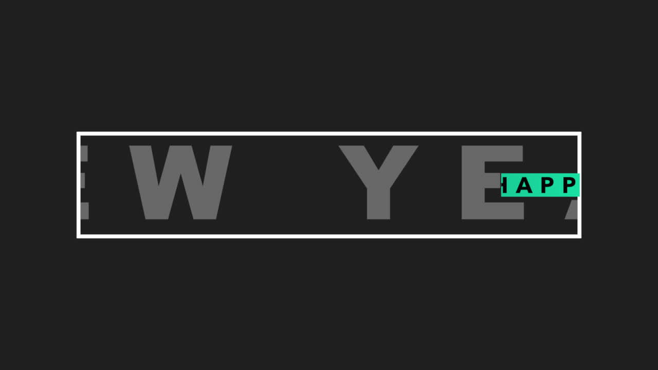 Happy New Year text in frame on black modern gradient