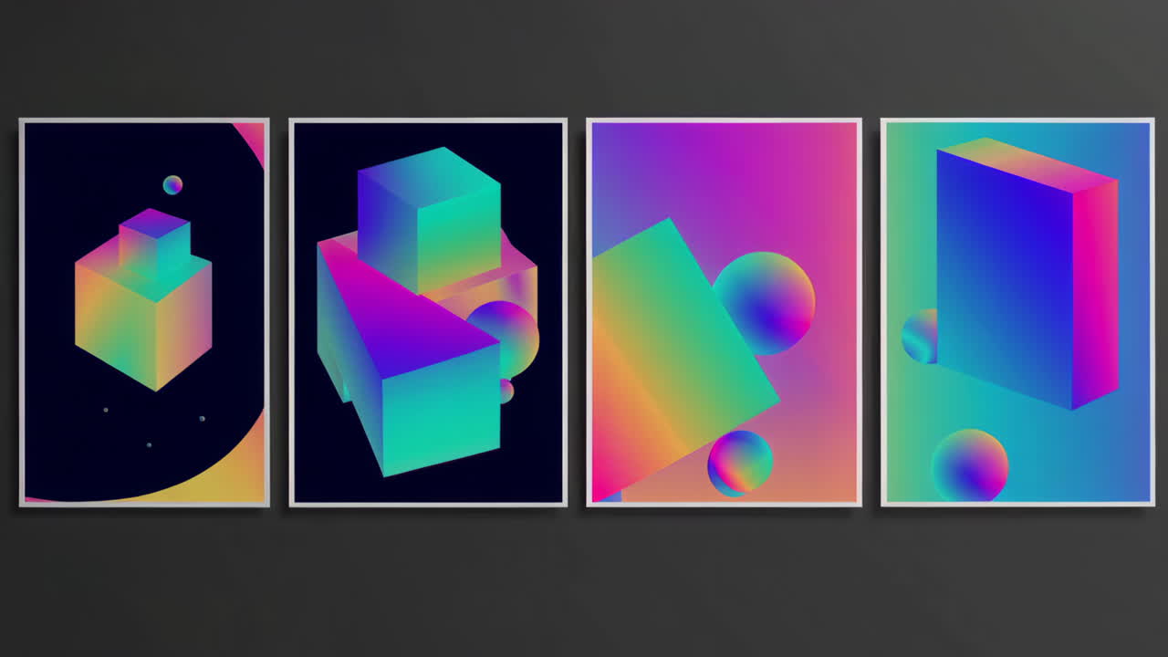 Vibrant Gradient Geometric Abstraction Art