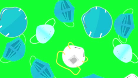 animación de caída de la máscara facial antivers pretección pantalla verde croma clave diseño plano, bucle sin costuras