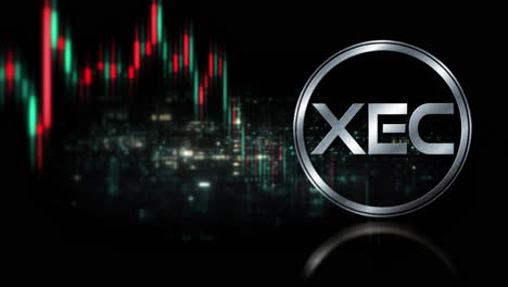 futuristic digital background highlighting advanced cryptocurrency and encryption technology, featuring blockchain networks and secure cryptographic systems : xec