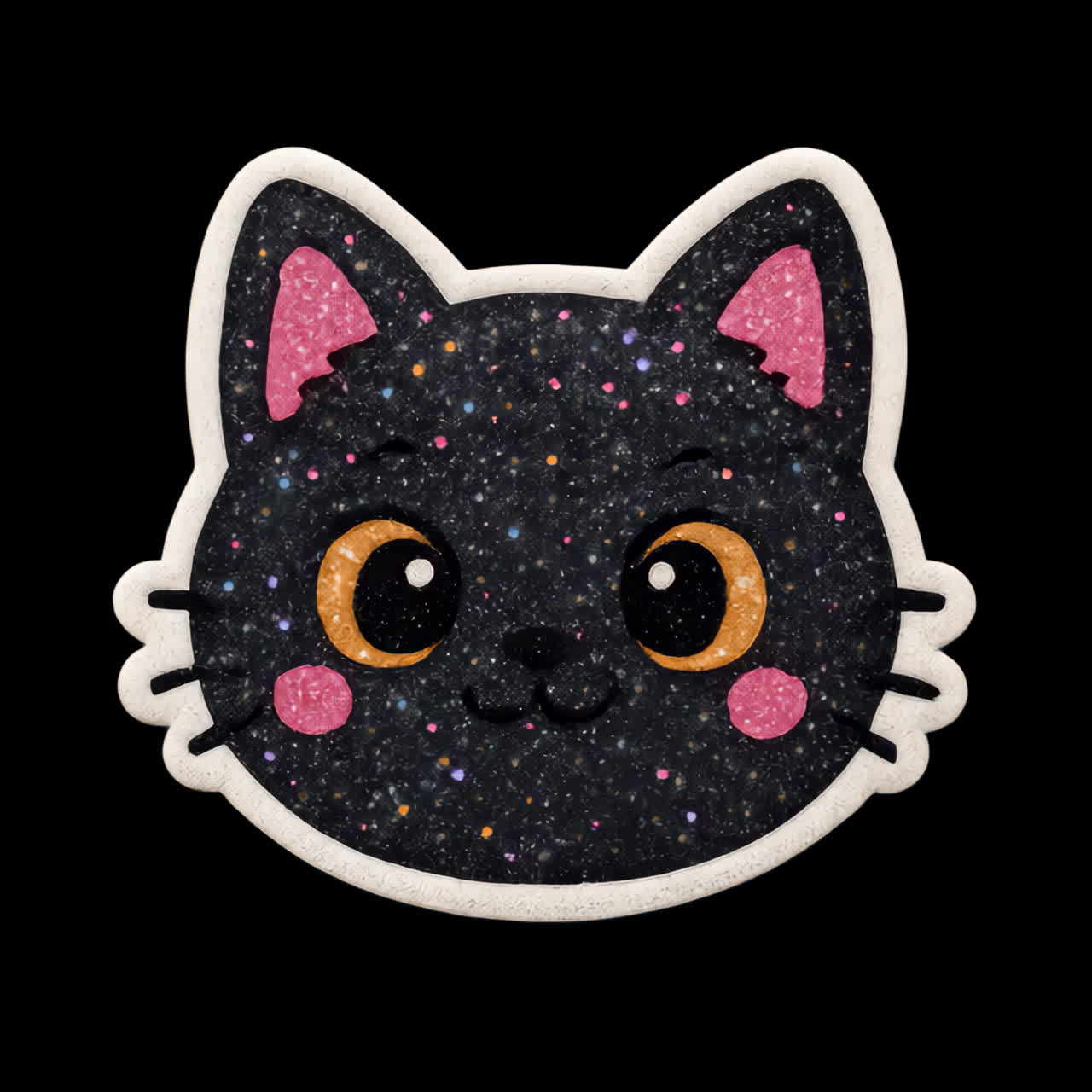 Cute cosmic cat sticker animation isolated asset, transparent 4K video, alpha channel, ProRes 4444