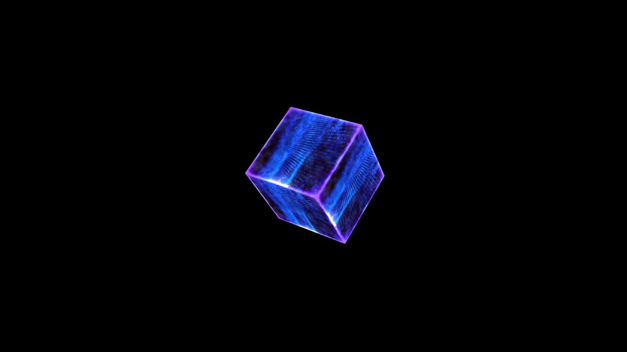 mystery dark blue wave cube empty core energy surface on the black screen