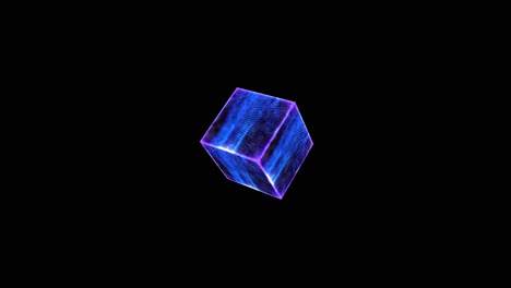 misterio cubo de onda azul oscuro vacío superficie de energía del núcleo en la pantalla negra