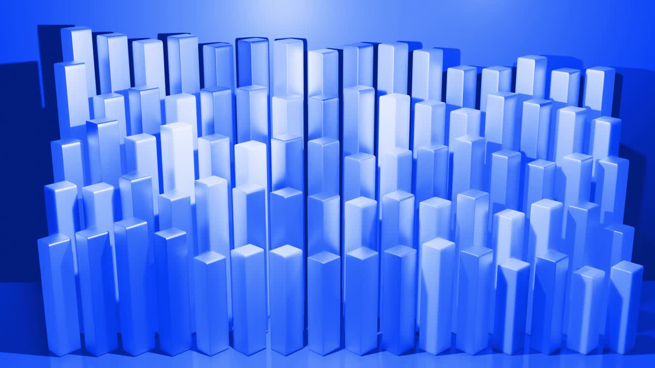 columnas abstractas como fondo de bucle abstracto para programas analíticos y transmisiones de noticias. fondo geométrico 3d como infografías abstractas. visualización de datos estadísticos en azul.